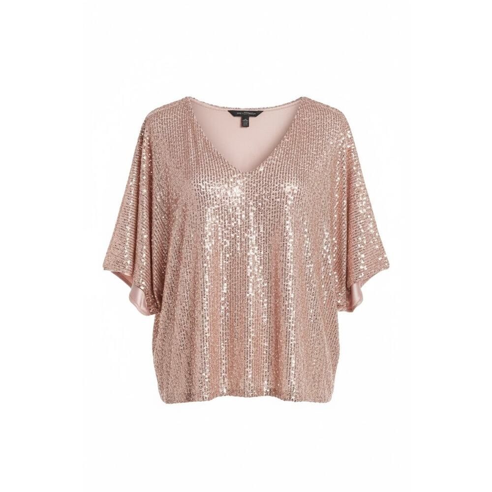 Sara Michelle Rose Gold Sequin Top